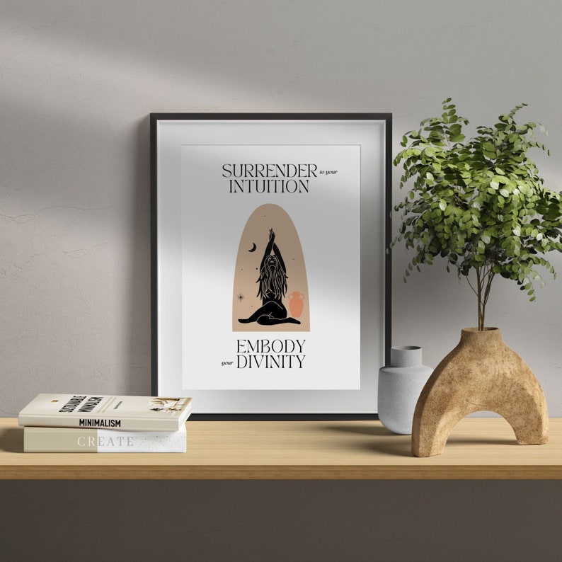 Intuition Divinity Poster Print, Divino Femenino, Arte de mujer minimalista, Arte femenino, Impresión de empoderamiento femenino, DESCARGA DIGITAL espiritual imagen 6