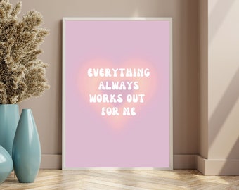 Manifestation Print Manifest Poster, Retro Affirmation Wall Art, Printable Law of Attraction Self Love Decor, Spiritual Art DIGITAL DOWNLOAD