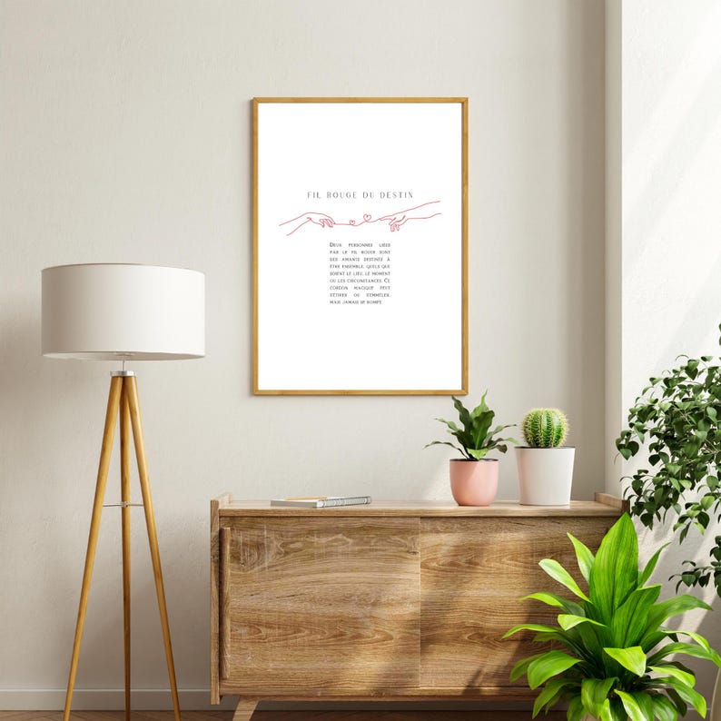 Fil Rouge Du Destin, Red String of Fate Wall Art Print, Lover's Hands ...