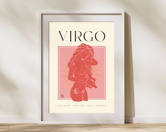 VIRGO Art Print, Horoscope Zodiac Printable Art, Astrology Art, Star Sign Horoscope Art, Virgo Poster, Virgo Gift, DIGITAL DOWNLOAD