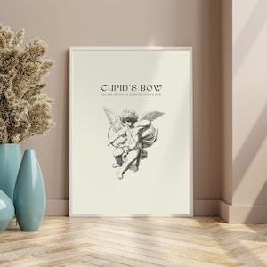 Cupid&#39;s Bow Print, Cupid Drawing Wall Art, Love Quote Poster, Black and White Minimal Print, Love Poster, Angel Art, DIGITAL DOWNLOAD