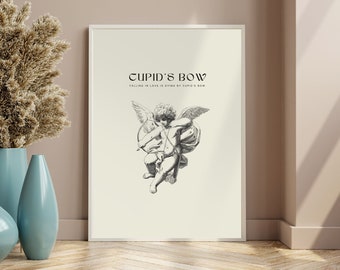 Impression d'arc de Cupidon, Cupidon dessin Wall Art, affiche de citation d'amour, impression minimale noir et blanc, affiche d'amour, Angel Art, TÉLÉCHARGEMENT NUMÉRIQUE