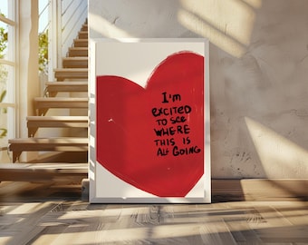 Love Heart Poster, Red Heart Romantic Valentines Printable Home Wall Art Decor, Love Quote, Positive Quote, DIGITAL DOWNLOAD