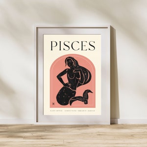 PISCES Print, Horoscope Zodiac Printable Art, Astrology Art, Star Sign Horoscope Art, Pisces Poster, Pisces Gift, DIGITAL DOWNLOAD