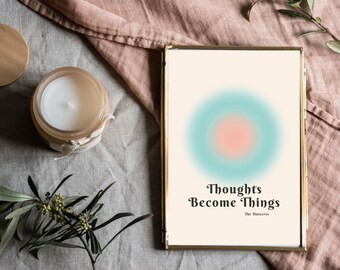 Manifestation Art Print Poster, Aura Energy Gradient Poster, Positive Quote Poster, Law of Attraction, Affirmation Print, DIGITAL DOWNLOAD