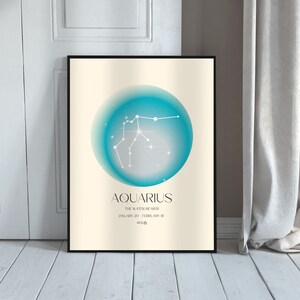 AQUARIUS Art Print, Horoscope Zodiac Printable Art, Astrology Art, Star Sign Horoscope Art, Aquarius Poster, Aquarius Gift, DIGITAL DOWNLOAD