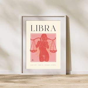 LIBRA Art Print, Horoscope Zodiac Printable Art, Astrology Art, Star Sign Horoscope Art, Libra Poster, Libra Gift, DIGITAL DOWNLOAD