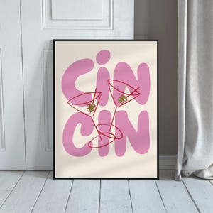 Cin Cin Printable Art Poster, Kitchen Bar Cart Home Decor, Martini Drinks Cheers Print, Alcohol Poster, Happy Trendy Retro DIGITAL DOWNLOAD