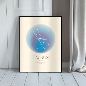STIER Art Print, horoscoop Zodiac afdrukbare kunst, astrologie kunst, sterrenbeeld horoscoop kunst, Taurus poster, Taurus gift, digitale DOWNLOAD