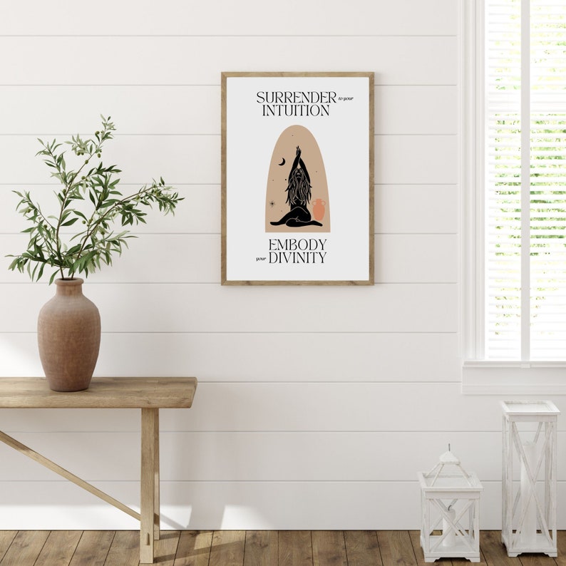 Intuition Divinity Poster Print, Divino Femenino, Arte de mujer minimalista, Arte femenino, Impresión de empoderamiento femenino, DESCARGA DIGITAL espiritual imagen 4