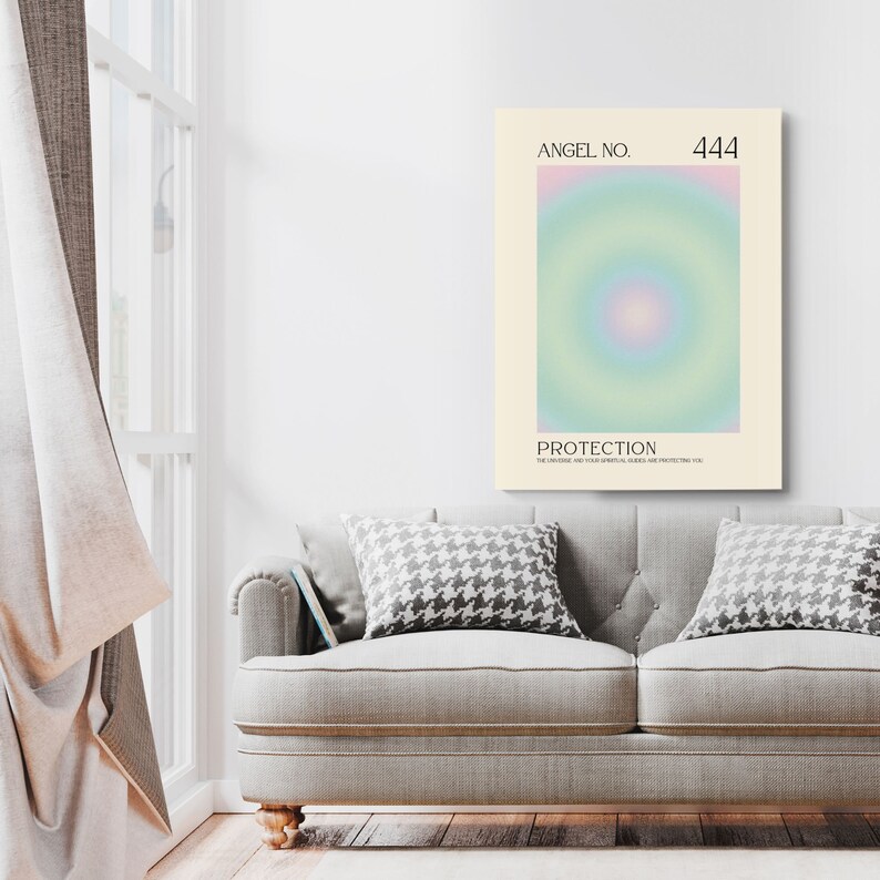 Angel Number 444, Spiritual Aura Poster, Colourful Art Print, Angel ...