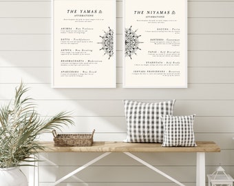 Yama Niyama Printable Wall Art, Ashtanga 8 limbs of Yoga, Yoga Printable Poster, Calm Peaceful Spiritual Minimal Boho Home, INSTANT DOWNLOAD