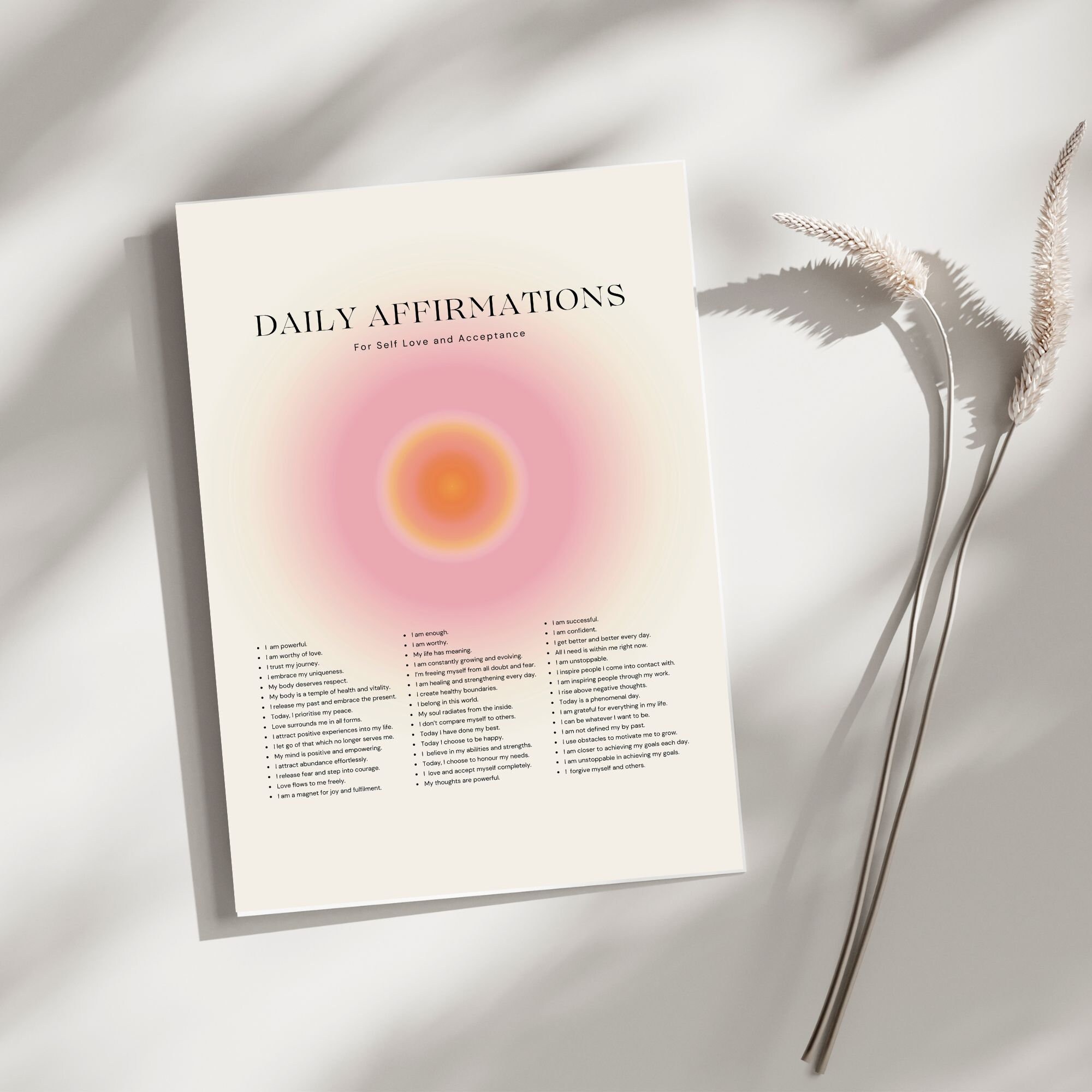 Daily Affirmations Aura Poster, Mental Wellness, Affirmation Print ...