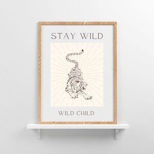 Neutral Print, Minimalist Print, Positive Quote Print, Boho Wall Art, Positive Energy Art, Tiger Art, DIGITAL DOWNLOAD