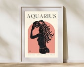 AQUARIUS Print, Horoscope Zodiac Printable Art, Astrology Art, Star Sign Horoscope Art, Aquarius Poster, Aquarius Gift, DIGITAL DOWNLOAD