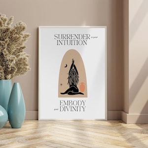 Intuition Gudomlighet Poster Tryck, Gudomlig Feminin, Minimalistisk Kvinnlig Konst, Kvinnlig Konst, Kvinnlig Empowerment Tryck, Andlig DIGITAL NEDLADDNING