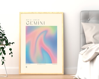 GEMINI Art Print, Horoscope Zodiac Printable Art, Astrology Art, Star Sign Energy Art, Gemini Poster, Gemini Gift, DIGITAL DOWNLOAD