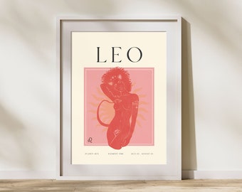 LEO Art Print, Horoscope Zodiac Printable Art, Astrology Art, Star Sign Horoscope Art, Leo Poster, Leo Gift, DIGITAL DOWNLOAD