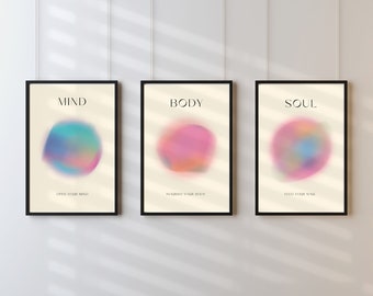 MENTE CORPO ANIMA Stampa artistica, Poster dell'aura spirituale, Stampa d'arte colorata, Energia Wall Art, Poster spirituale, Download digitale, Arte stampabile