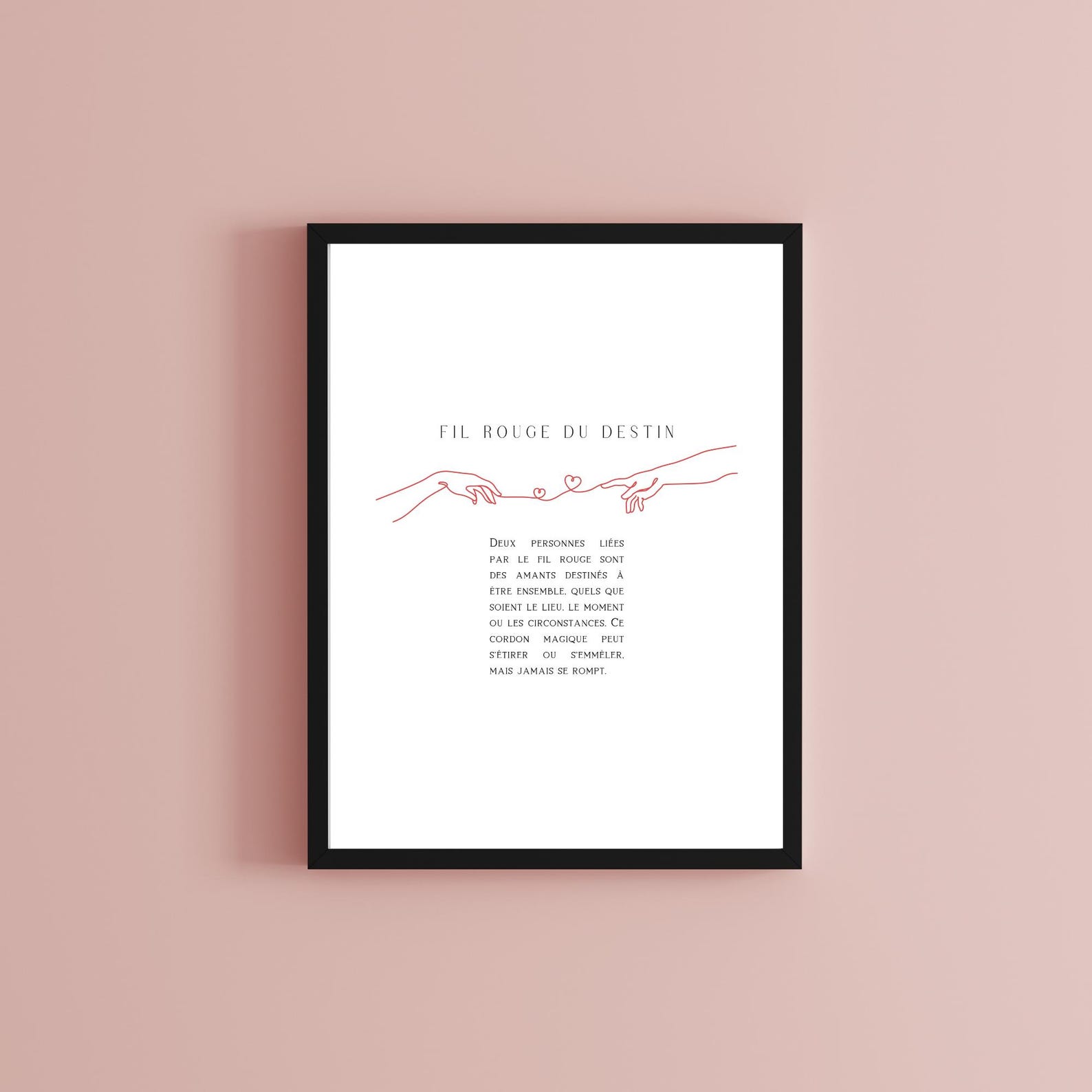 Fil Rouge Du Destin, Red String of Fate Wall Art Print, Lover's Hands ...