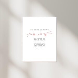 Fil Rouge Du Destin, Red String of Fate Wall Art Print, Lover's Hands ...