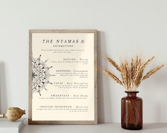 Yama Niyama Printable Wall Art, Ashtanga 8 limbs of Yoga, Yoga Printable Poster, Calm Peaceful Spiritual Minimal Boho Home, INSTANT DOWNLOAD