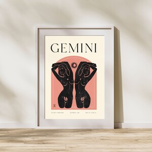 GEMINI Print, Horoscope Zodiac Printable Art, Astrology Art, Star Sign Horoscope Art, Gemini Poster, Gemini Gift, DIGITAL DOWNLOAD