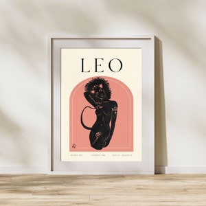 LEO Print, Horoscope Zodiac Printable Art, Astrology Art, Star Sign Horoscope Art, Leo Poster, Leo Gift, DIGITAL DOWNLOAD