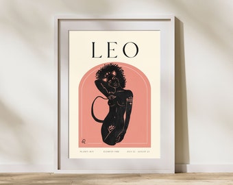 LEO Print, Horoscope Zodiac Printable Art, Astrology Art, Star Sign Horoscope Art, Leo Poster, Leo Gift, DIGITAL DOWNLOAD