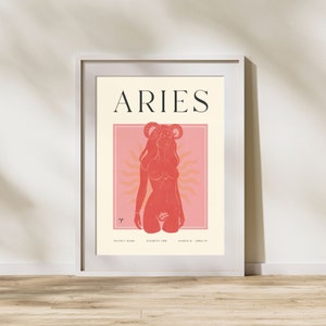 ARIES Art Print, Horoscope Zodiac Printable Art, Astrology Art, Star Sign Horoscope Art, Aries Poster, Aries Gift, DIGITAL DOWNLOAD