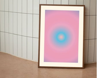 Pink & Blue Aura Poster, Grainy Gradient Poster, Spiritual Poster, Aura Wall Art, Retro Minimalist Print, Energy Print, DIGITAL DOWNLOAD
