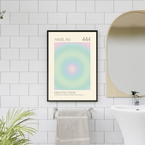 Angel Number 444, Spiritual Aura Poster, Colourful Art Print, Angel ...