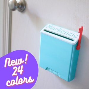 Personalized Kids Mini Mailbox - Fun Colors - Slim Wall or Door Mount