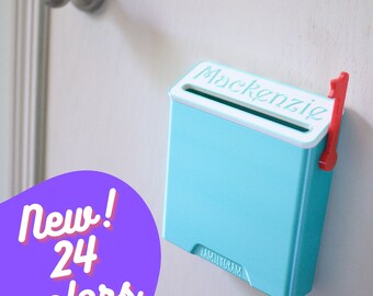 Personalized Kids Mini Mailbox - Fun Colors - Slim Wall or Door Mount