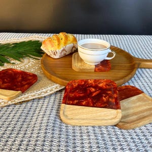 Epoxy & Wood Coaster Set for Drinks | Handmade with Bright Ash Wood, Gifts, engagement, Christmas gifts (4 Pieces)