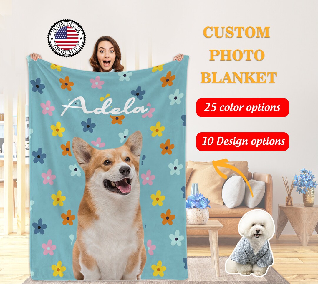 Custom Dog Face Blanket Personalized Photo Blanket Fleece Etsy