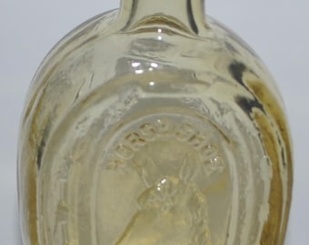 Botella decantadora Wheaton de vidrio ámbar claro con forma de herradura – Diseño coleccionable de caballo en miniatura