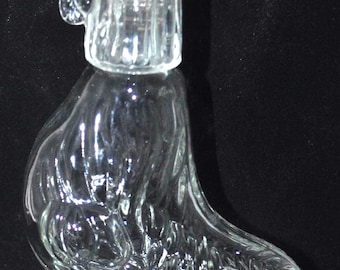 Decantador francés vintage de los años 70 con forma de gallo y tapón para vaso de chupito – Artículos de bar de vidrio prensado