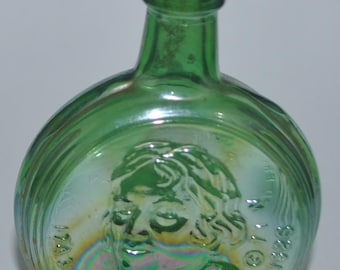 Decantador de cristal de carnaval verde Wheaton Thomas Jefferson – Botella conmemorativa presidencial