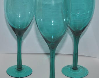 Juego de 3 copas de champán verde esmeralda