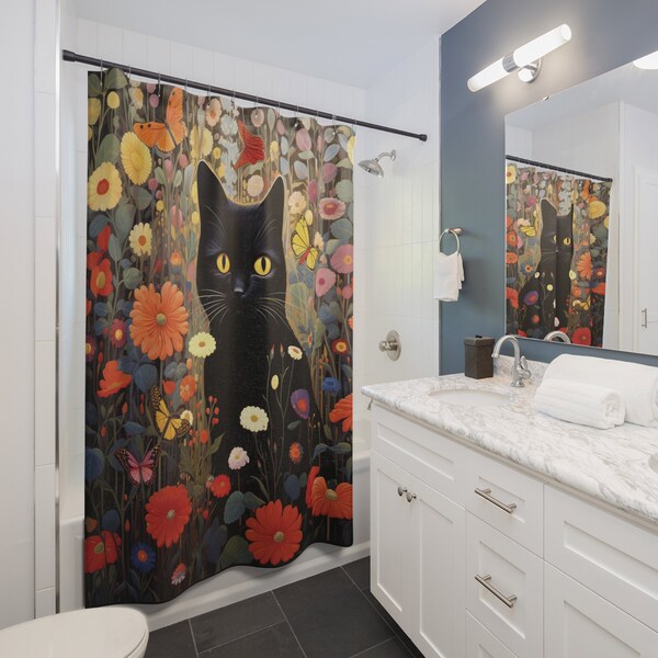 Cat Shower Curtain Etsy
