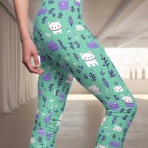 Cute Cats | Cat Leggings - Yoga Pants, Leggings for Women, Activewear Workout Gym Running, Pattern Leggings, Cool Gift