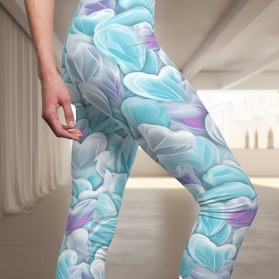 Heart Flutter Hearts Leggings Yoga Pants, Activewear Workout Gym