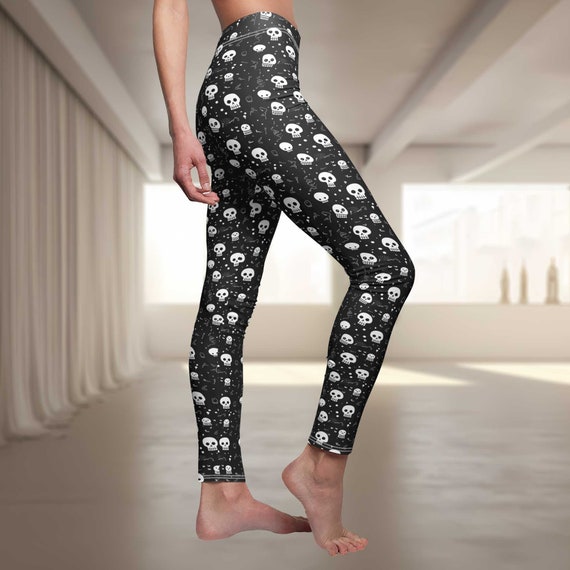 Crazy Skulls Skull Leggings Yoga Pants, Womens Activewear Workout