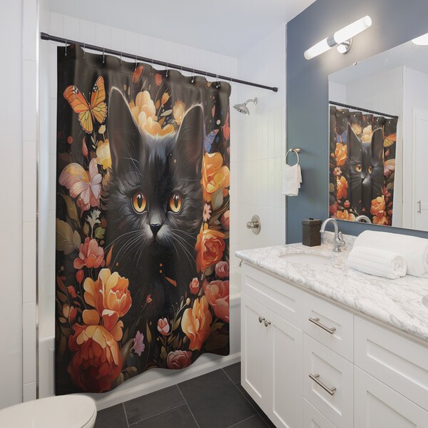 Cat Shower Curtain - Etsy