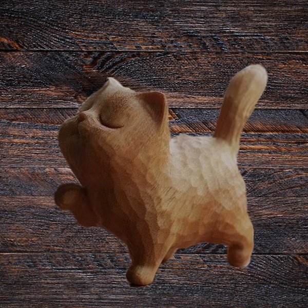 Elegant Cat Wood Sculpture, Wood Cat, Cat Decor, Handmade Wooden Cat, Wooden Cat, Wooden Cat, Cat Figurine, Home Decor, Cat Lovers Gift, Cat