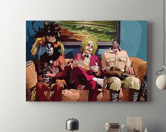 Beetlejuice Family Harry The Hunter Netherworld Waiting Room Framed Canvas, Unframed Poster, Beetlejuice Poster, Halloween Wall Decor