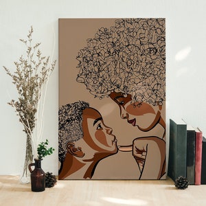 Portrait Of Black Mother And Son Vintage Framed Canvas, Unframed Poster, Black Lives Matter Canvas, Black Mother Canvas, Mom And Son Decor