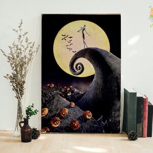 Jack Skellington Before The Full Moon Framed Canvas, Unframed Poster, Jack Skellington Poster, Full Moon Canvas, Halloween Wall Decor