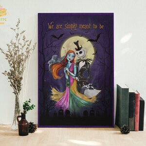We Are Simply Meant To Be Halloween Christmas Jack Skellington Framed Canvas, Unframed Poster, Couple Canvas, Halloween Wall Decor
